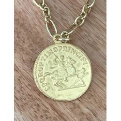 Collier Sautoir Chaîne 80cm avec pièce Romaine en argent 925/000 doré Vermeil
