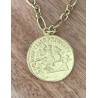 Collier Sautoir Chaîne 80cm avec pièce Romaine en argent 925/000 doré Vermeil