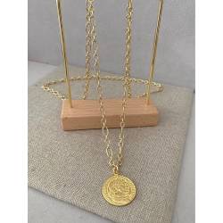 Collier Sautoir Chaîne 80cm avec pièce Romaine en argent 925/000 doré Vermeil