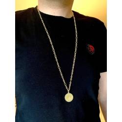 Collier Sautoir Chaîne 80cm avec pièce Romaine en argent 925/000 doré Vermeil