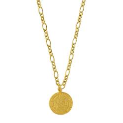 Collier Sautoir Chaîne 80cm avec pièce Romaine en argent 925/000 doré Vermeil