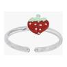 Bague enfant réglable fraise émaillé rouge, argent 925/1000 rhodié