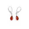 Boucles d'oreilles dormeuses argent 925/1000 rhodié pierre d'ambre