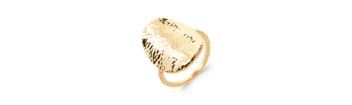 Bague Large Effet Martelée Plaqué or 18 CARATS 750 Millièmes Tailles au CHOIX