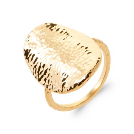 Bague Large Effet Martelée Plaqué or 18 CARATS 750 Millièmes Tailles au CHOIX