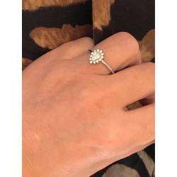 Bague Marquise Cristal Blanc Zirconium Argent Massif 925 Rhodié Tailles 50 à 60