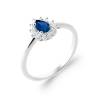 Bague Marquise Cristal Beu Saphir Zirconium Argent 925 Rhodié Tailles 50 à 60