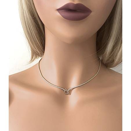 Collier argent 925 rhodié rivière de cristaux blancs zirconium fermoir cabillaud