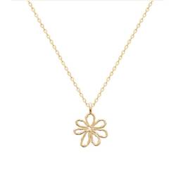 Collier Chaîne maille forçat + Pendentif Fleur En Plaqué Or 18 Carats 750/000