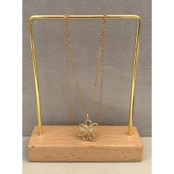 Collier Chaîne maille forçat + Pendentif Fleur En Plaqué Or 18 Carats 750/000