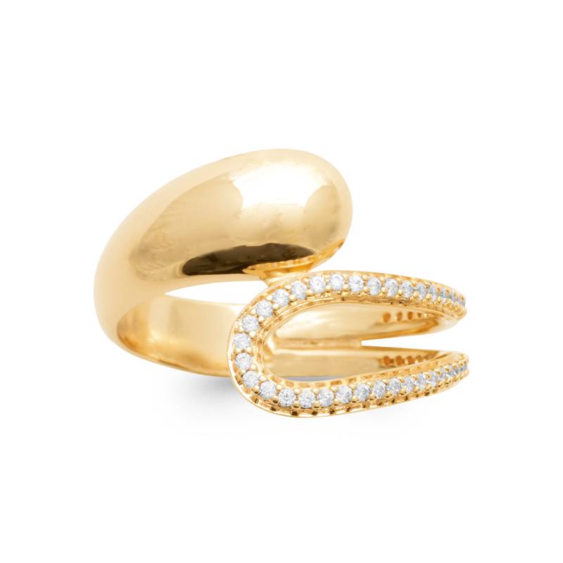 Bague Goutte D'eau Empierrée Zirconium Plaqué Or 18 carats 750/1000 T50 à T60