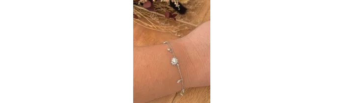 Bracelet Charms Soleil & Étoile Oz En Argent Massif Rhodié 925/000