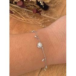 Bracelet Charms Soleil & Étoile Oz En Argent Massif Rhodié 925/000