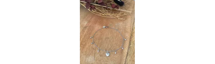 Bracelet Charms Soleil & Étoile Oz En Argent Massif Rhodié 925/000