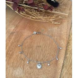 Bracelet Charms Soleil & Étoile Oz En Argent Massif Rhodié 925/000