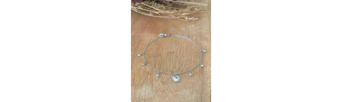 Bracelet Charms Soleil & Étoile Oz En Argent Massif Rhodié 925/000