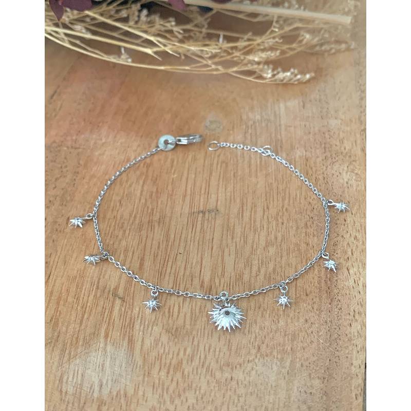 Bracelet Charms Soleil & Étoile Oz En Argent Massif Rhodié 925/000