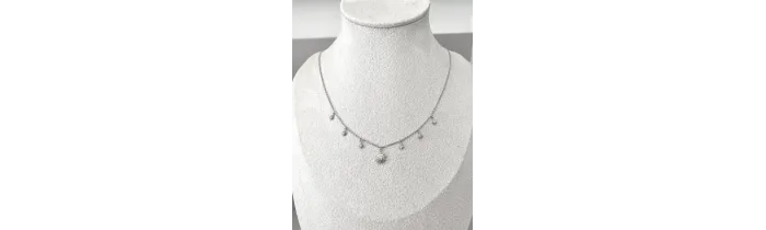 Collier Charms Soleil & Étoile Oz En Argent Massif Rhodié 925/000