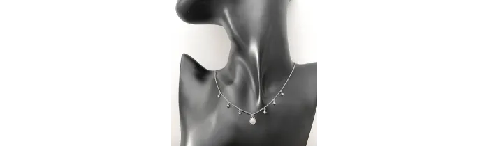 Collier Charms Soleil & Étoile Oz En Argent Massif Rhodié 925/000