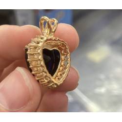 Pendentif Cœur Pierre Bleue Saphir Zirconium En Plaqué Or 18 CARATS