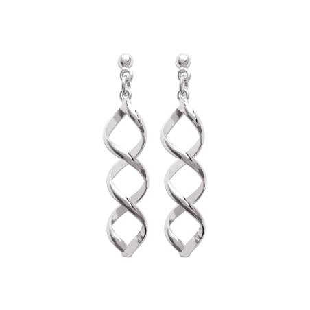 Boucles D'oreilles Pendantes Spirales En Argent Massif 925/1000