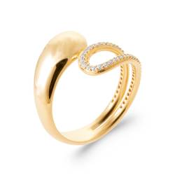 Bague Taille 56 Goutte D'eau Empierrée Zirconium Plaqué Or 18 carats 750/1000