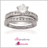 Bague 2 En 1 Solitaire&Cristaux Oxyde Zirconium Argent 925/000 Tailles Au Choix