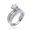 Bague 2 En 1 Solitaire&Cristaux Oxyde Zirconium Argent 925/000 Tailles Au Choix
