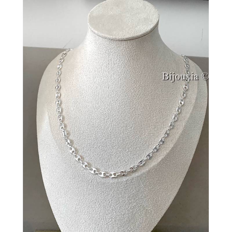 Chaîne Argent Rhodié Homme Femme Grain de Café 2.5 mm 40 à 70 cm