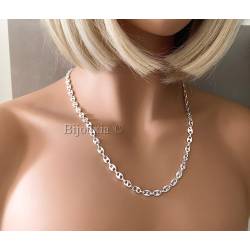 Chaîne 6MM X 50cm Maille Grain De Café Homme Argent 925/1000