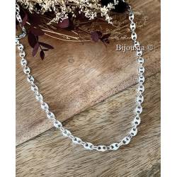 Chaîne 6MM X 50cm Maille Grain De Café Homme Argent 925/1000