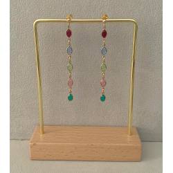 Boucles d'oreilles Cristaux Multicolores Swarovski Éléments Plaqué Or 750/000