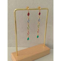 Boucles d'oreilles Cristaux Multicolores Swarovski Éléments Plaqué Or 750/000