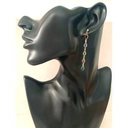 Boucles d'oreilles Cristaux Multicolores Swarovski Éléments Plaqué Or 750/000