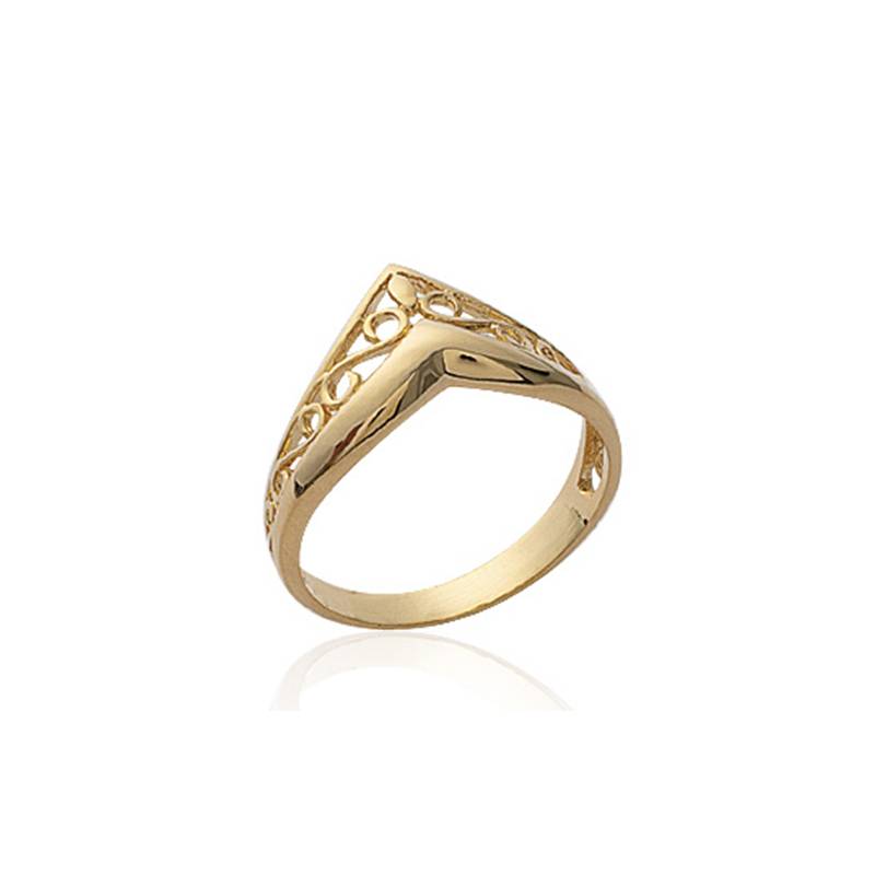 Bague Ajourée Ciselée Forme V En Plaqué or 18 CARATS 750/000