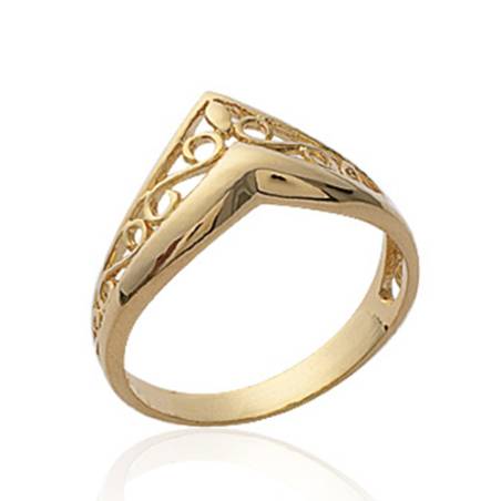 Bague Ajourée Ciselée Forme V En Plaqué or 18 CARATS 750/000