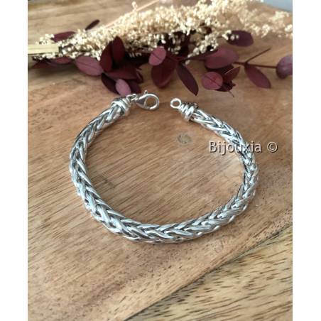 Bracelet Maille Palmier En Argent Massif 925/1000 Rhodié