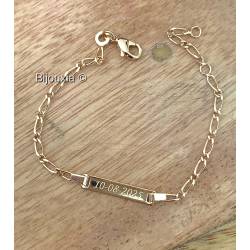 Bracelet Identité Personnalisable Maille Figaro pour enfant Plaqué or 18 Carats