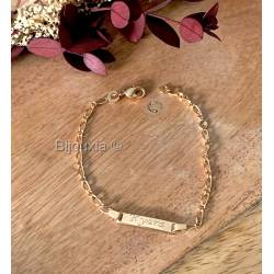 Bracelet Identité Personnalisable Maille Figaro pour enfant Plaqué or 18 Carats