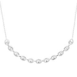 Collier Chaîne Maillons Grains de Café En Argent Massif 925/1000 Rhodié