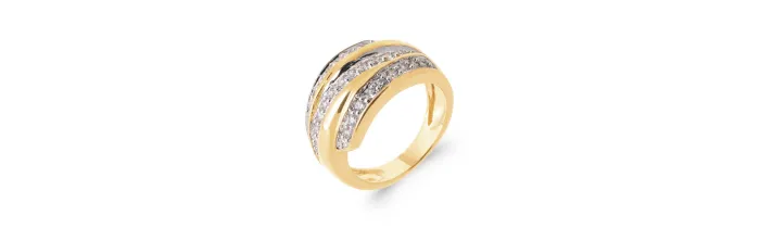 Bague Large Rangs ZIRCONIUM En Plaqué or 18 Carats 750/000