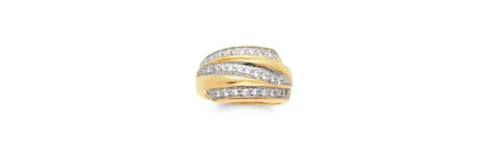 Bague Large Rangs ZIRCONIUM En Plaqué or 18 Carats 750/000