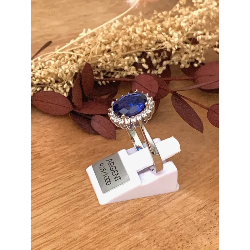 Bague T60 Fleur Marquise En Argent Massif 925 - Sertie Rubis & Cz Diamants (14mm) - Marque Dolly-Bijoux - Neuf Avec étiquettes