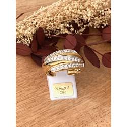 Bague Large Rangs ZIRCONIUM En Plaqué or 18 Carats 750/000