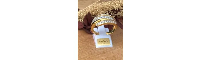 Bague Large Rangs ZIRCONIUM En Plaqué or 18 Carats 750/000