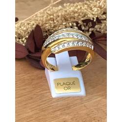 Bague Large Rangs ZIRCONIUM En Plaqué or 18 Carats 750/000