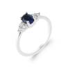 Bague Solitaire Pierre Bleu Zirconium Saphir Argent 925/000 Rhodié T.50 à 60