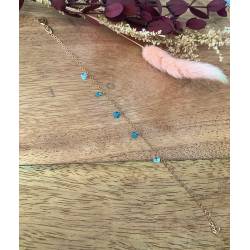 Bracelet pampilles Perles de Cristal Bleu En Plaqué Or 18 Carats 750/1000