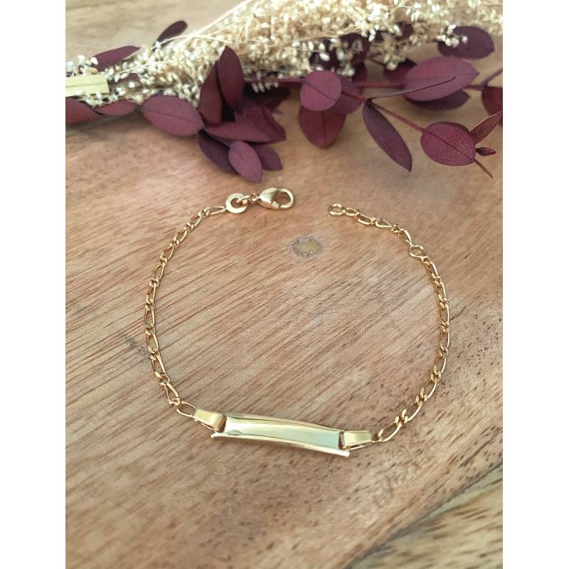 Bracelet Identité Personnalisable Maille Figaro enfant/bébé Plaqué or 18 Carats