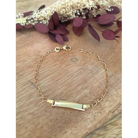 Bracelet Identité Personnalisable Maille Figaro enfant/bébé Plaqué or 18 Carats